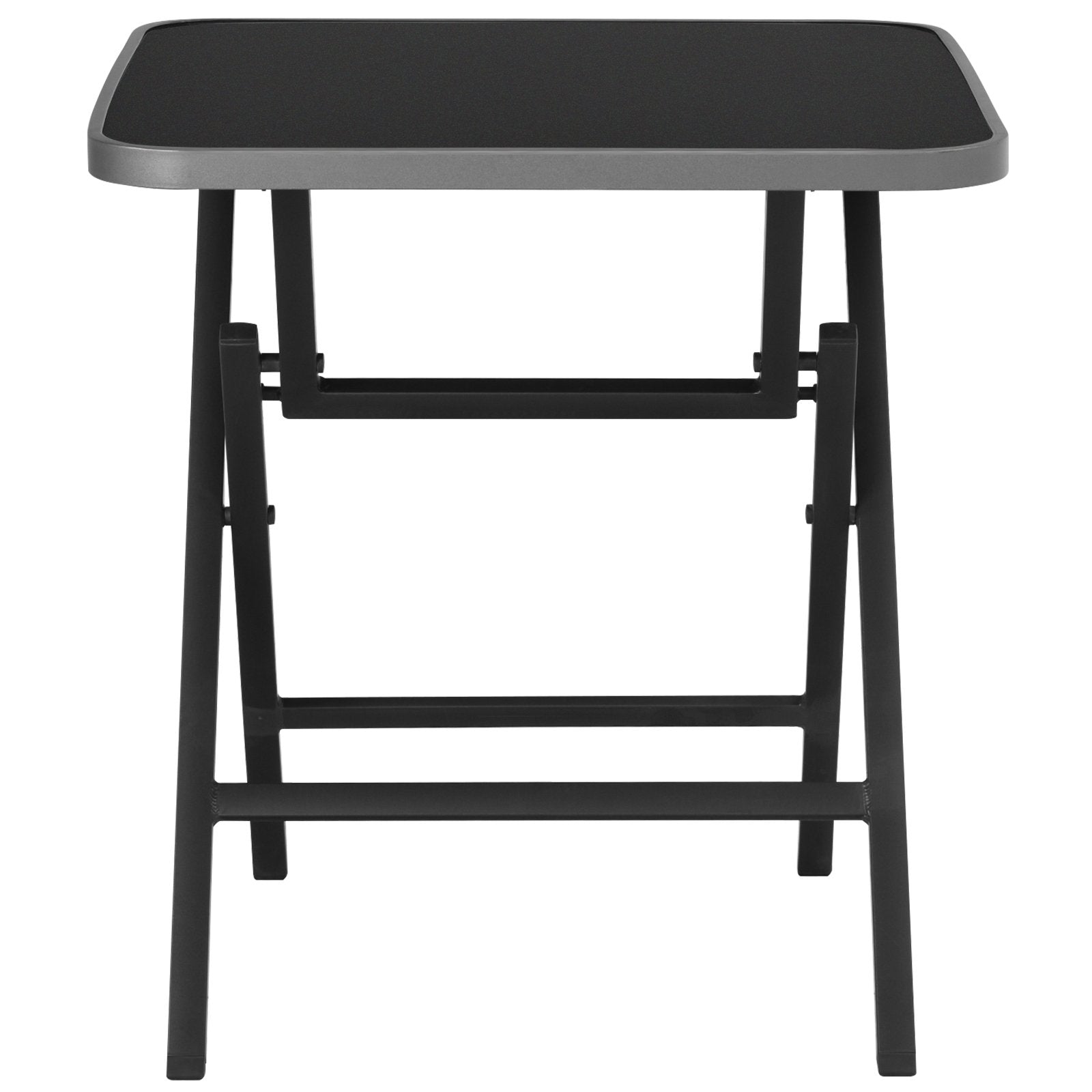 Patio Folding Square Dining Table with Aluminum Frame and Tempered Glass top, Black at Gallery Canada