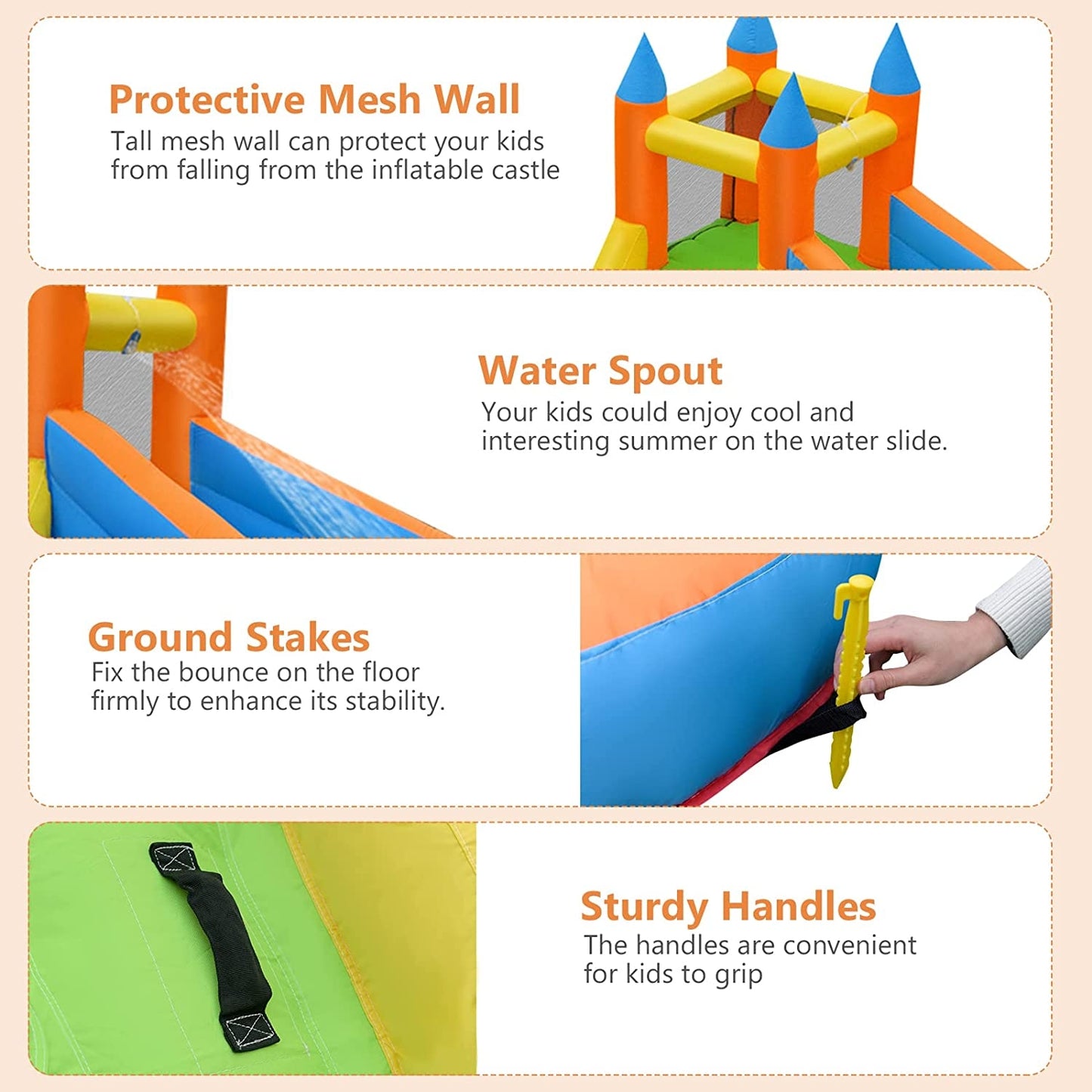 Kids Inflatable Water Slide Bouncing House, 480W Blower, Carrying Bag Bounce House at Gallery Canada