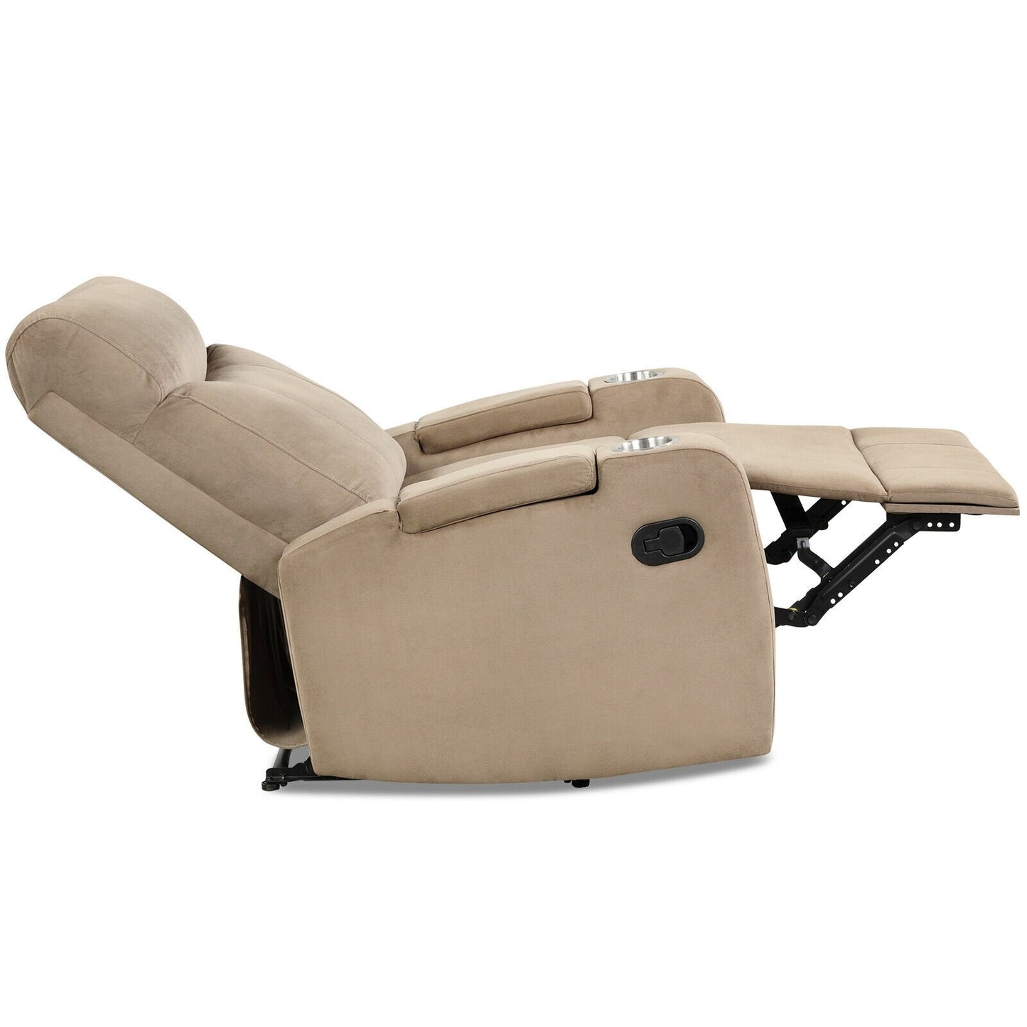 Recliner Chair Single Sofa Lounger with Arm Storage and Cup Holder for Living Room, Light Brown at Gallery Canada