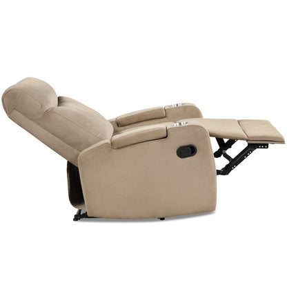 Recliner Chair Single Sofa Lounger with Arm Storage and Cup Holder for Living Room, Light Brown at Gallery Canada