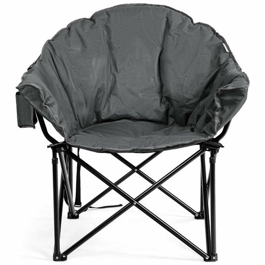 Folding Camping Moon Padded Chair with Carrying Bag, Gray