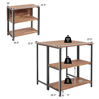 Acacia Wood Patio Folding Dining Table Storage Shelves, Natural