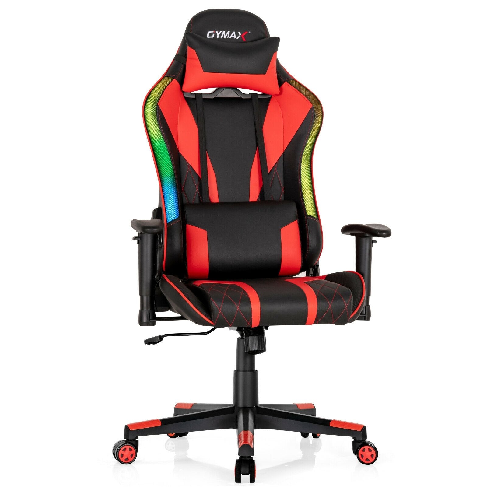 Gaming Chair Adjustable Swivel Computer Chair with Dynamic LED Lights, Red at Gallery Canada