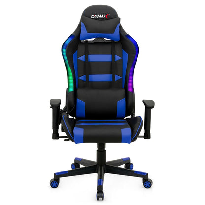 Adjustable Swivel Gaming Chair with LED Lights and Remote, Blue at Gallery Canada