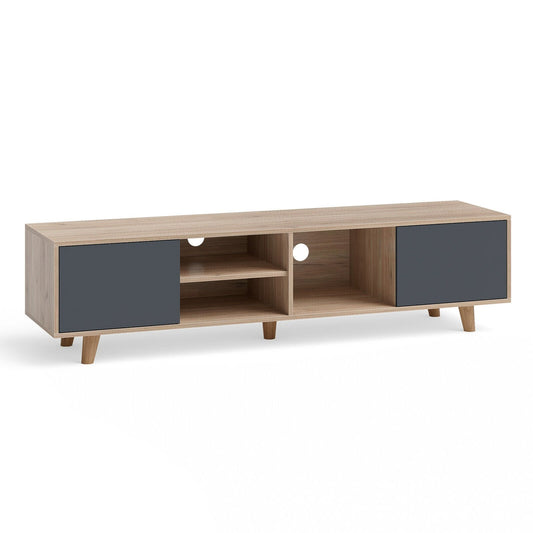 63 Inch TV Stand with 2 Doors and Open Shelves for Living Room, Natural at Gallery Canada