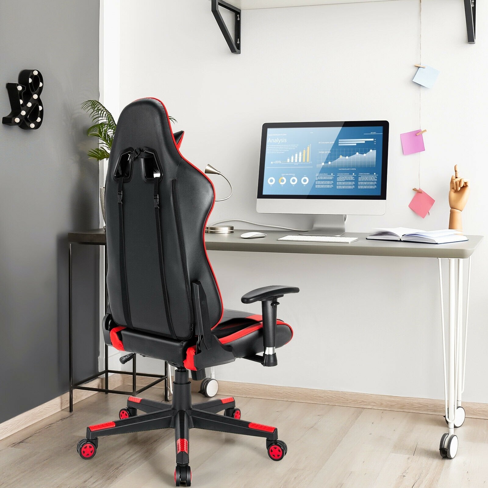 Gaming Chair Adjustable Swivel Racing Style Computer Office Chair, Red at Gallery Canada