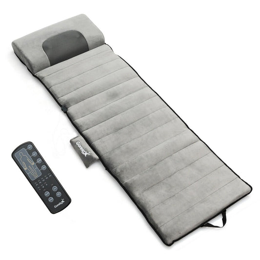 Foldable Full Body Massage Mat with Shiatsu Heated Neck Massager, Gray