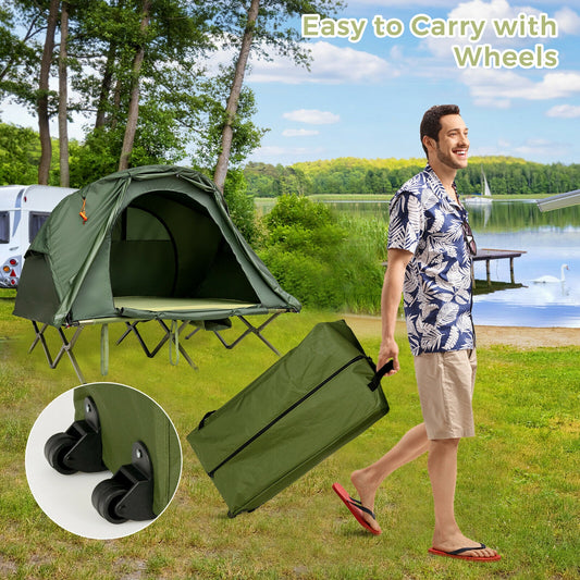 2-Person Outdoor Camping Tent with External Cover, Green Tents Green at Gallery Canada