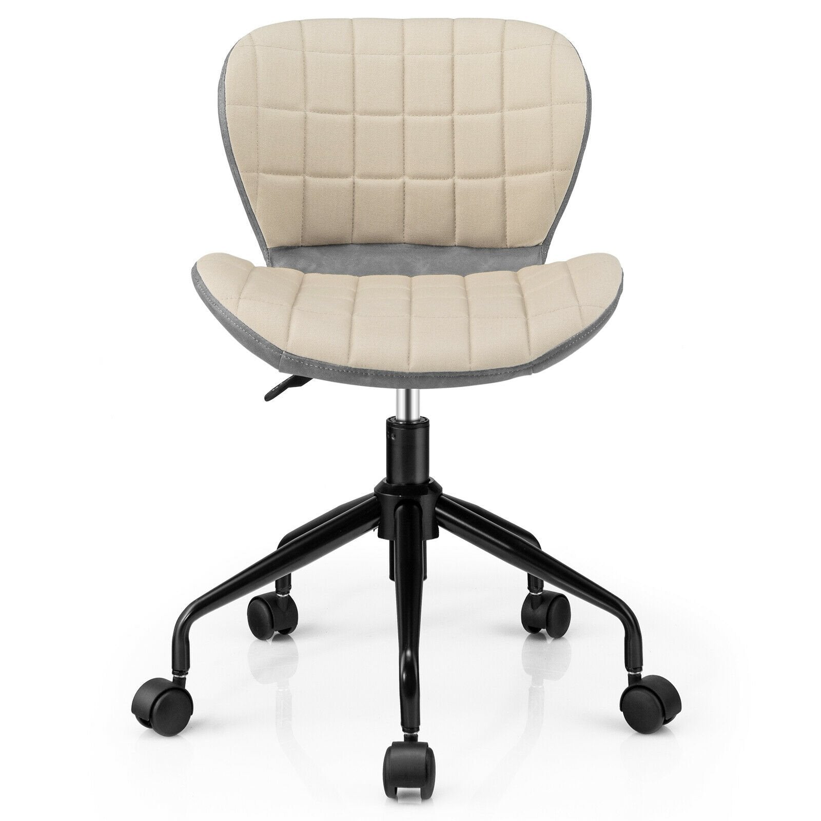 Mid Back Height Adjustable Swivel Office Chair with PU Leather, Gray at Gallery Canada