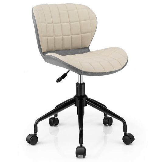 Mid Back Height Adjustable Swivel Office Chair with PU Leather, Gray