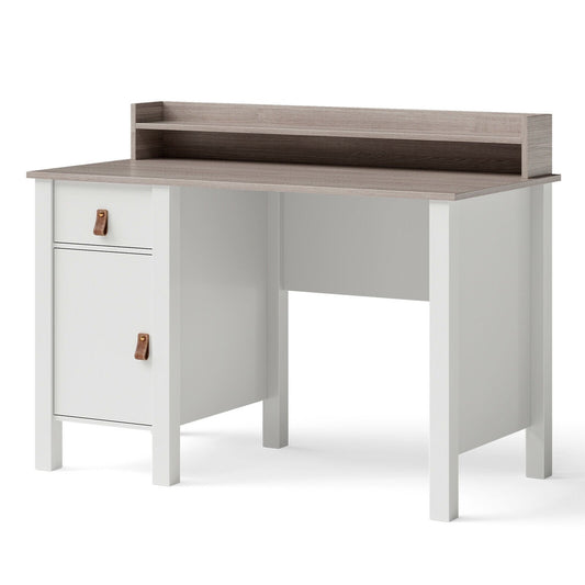 48 Inch Computer Desk Writing Workstation with Drawer and Hutch Walnut, White