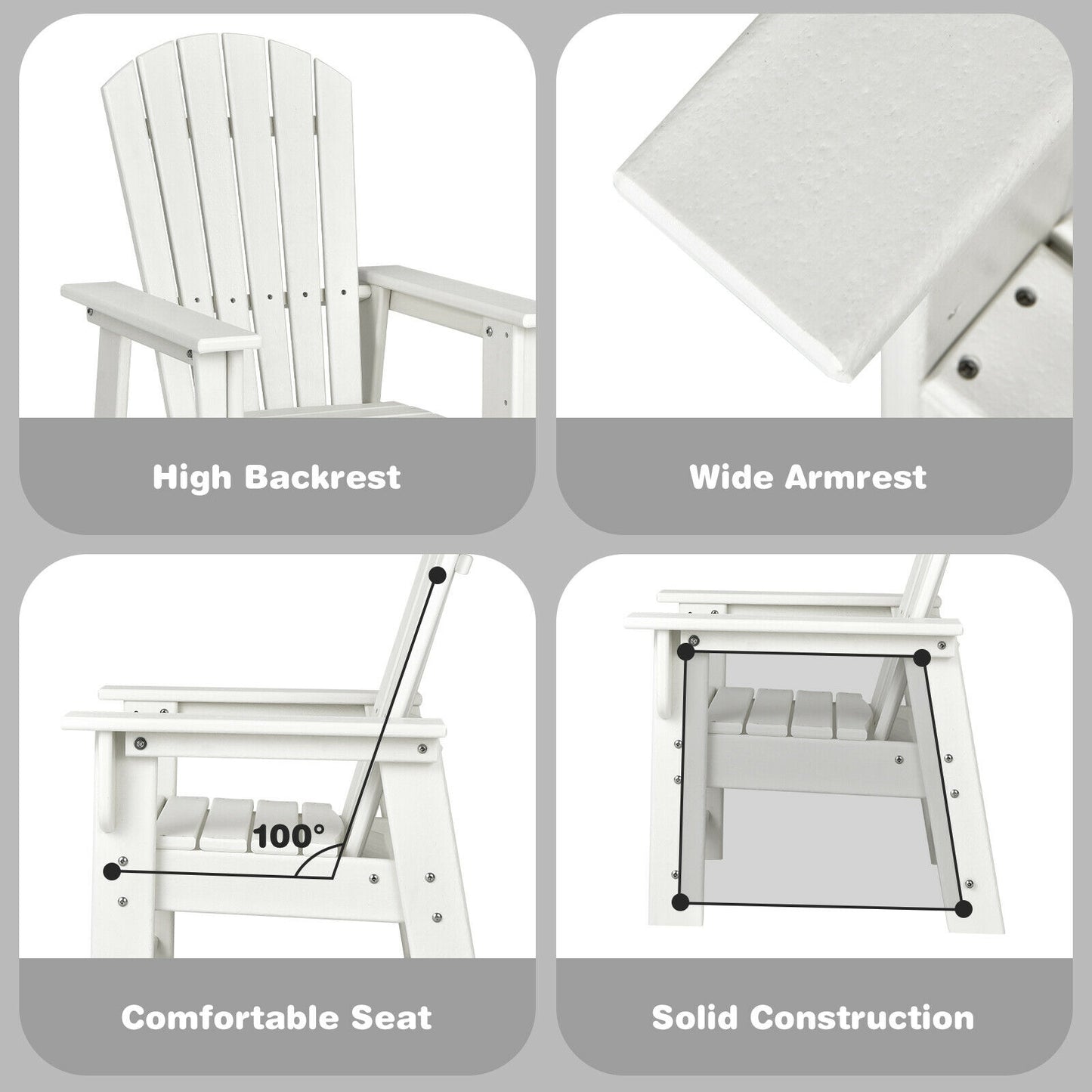 Patio Kids' Adirondack Chair with Ergonomic Backrest, White Kids Chairs & Seating at Gallery Canada
