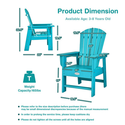 Patio Kids' Adirondack Chair with Ergonomic Backrest, Turquoise at Gallery Canada