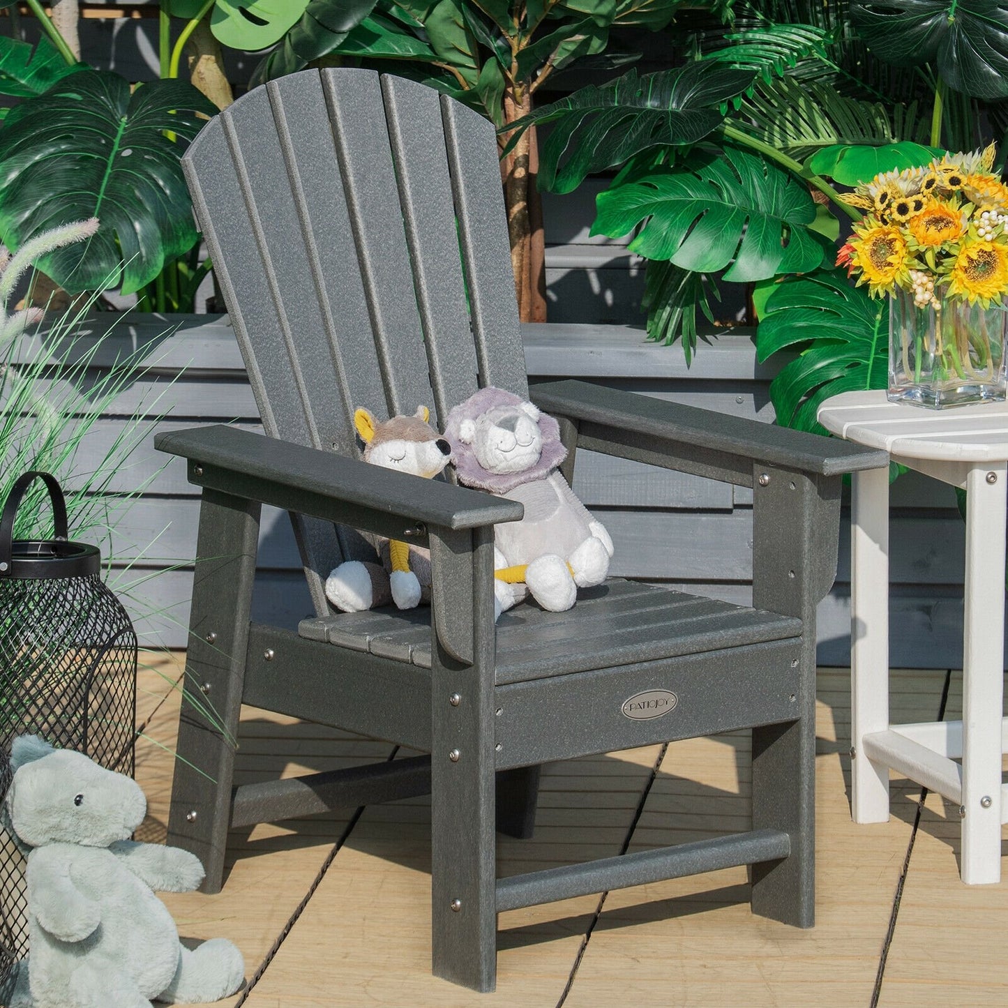 Patio Kids' Adirondack Chair with Ergonomic Backrest, Gray at Gallery Canada