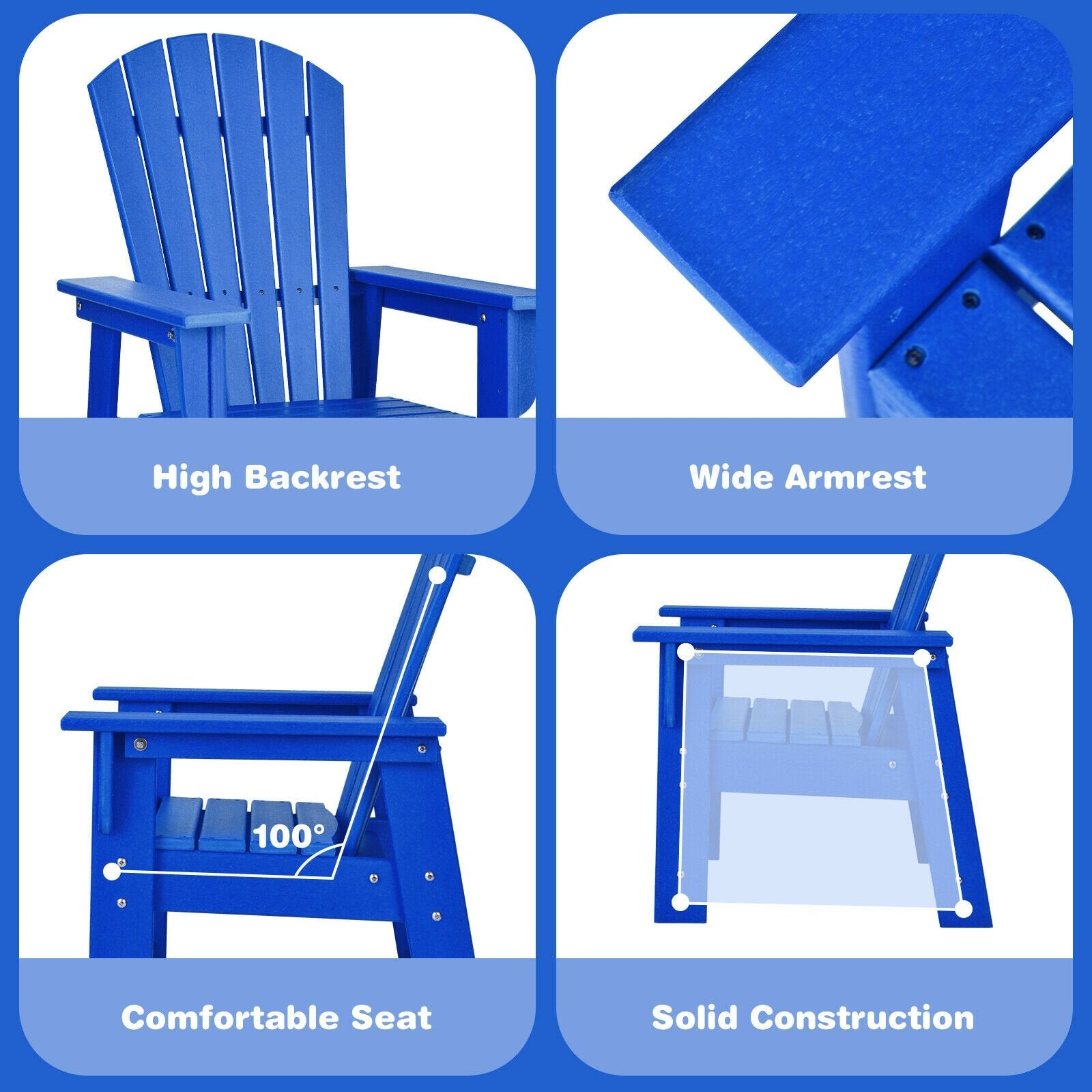 Patio Kids' Adirondack Chair with Ergonomic Backrest, Blue at Gallery Canada