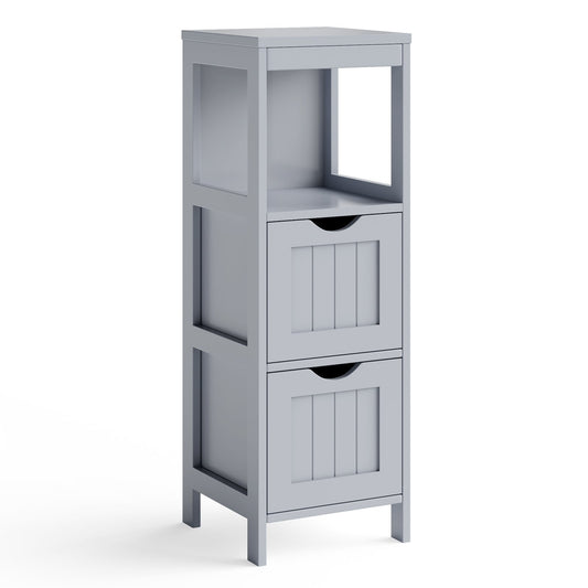 Bathroom Floor Storage Cabinet with 2 Drawers for Small Space, Gray