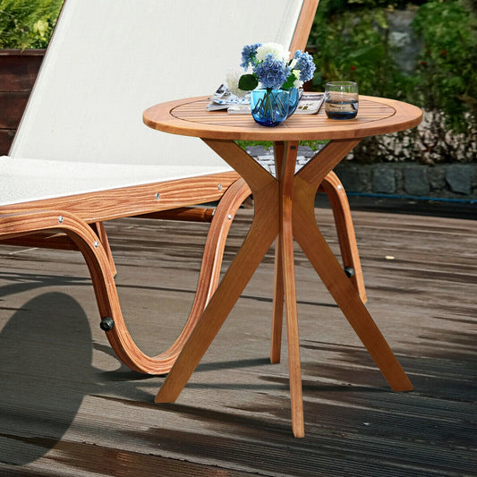 27 Inch Round Solid Wood Coffee Table, Brown Patio Dining Tables Brown at Gallery Canada