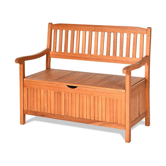 33 Gallon Wooden Storage Bench with Liner for Patio Garden Porch, Natural