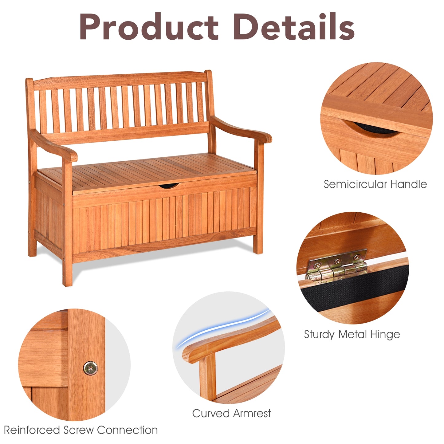 33 Gallon Wooden Storage Bench With Liner, Natural Ottomans at Gallery Canada