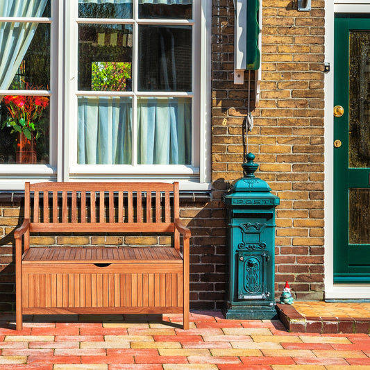 33 Gallon Wooden Storage Bench With Liner, Natural