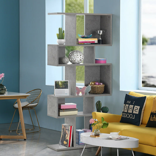 5 Cubes Ladder Shelf, Corner Bookshelf Display Rack, Gray Bookcases Gray at Gallery Canada