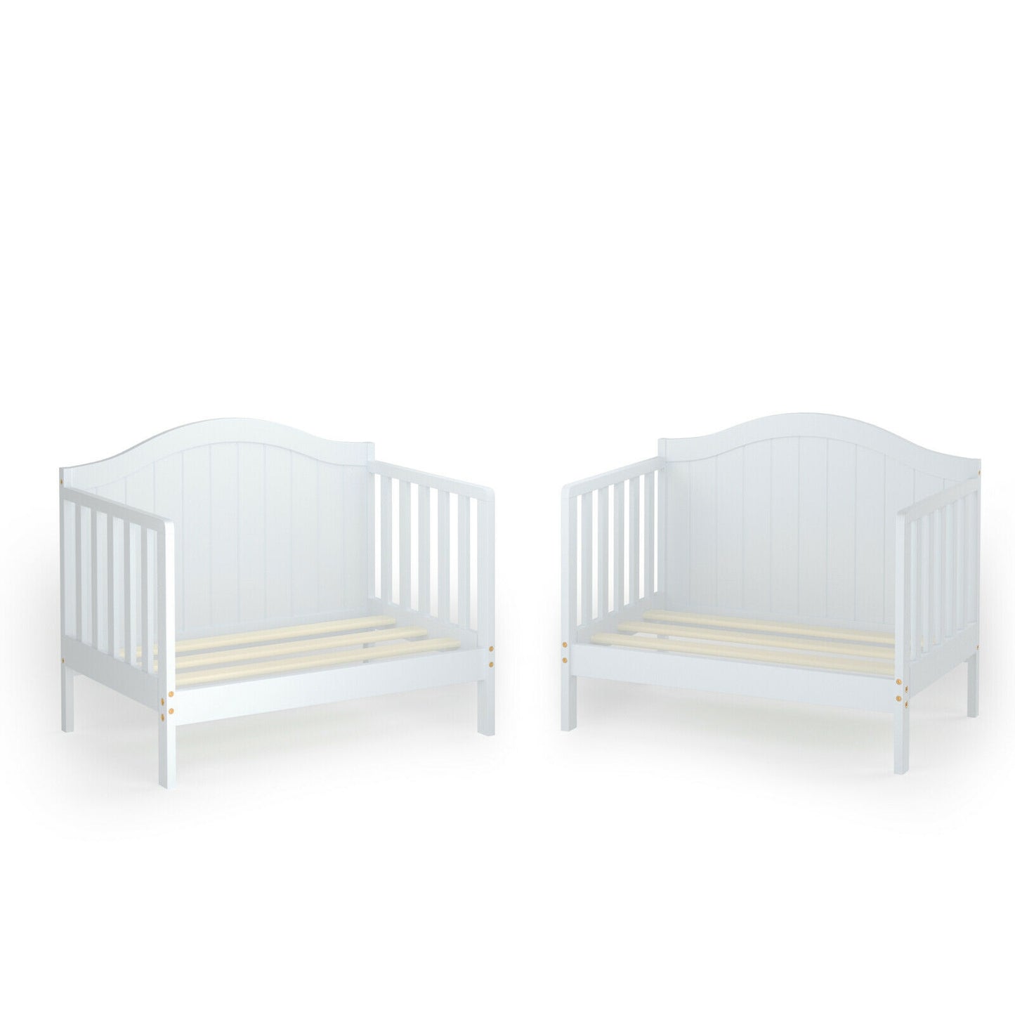 2-in-1 Classic Convertible Wooden Toddler Bed with 2 Side Guardrails for Extra Safety, White Toddler Beds at Gallery Canada