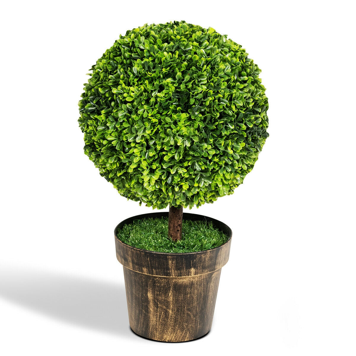 2 Pieces 24 Inch Artificial Boxwood Topiary Ball Tree for House and Office, Green Faux Plants at Gallery Canada