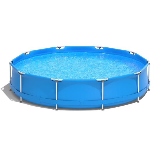 Round Above Ground Swimming Pool With Pool Cover, Blue at Gallery Canada