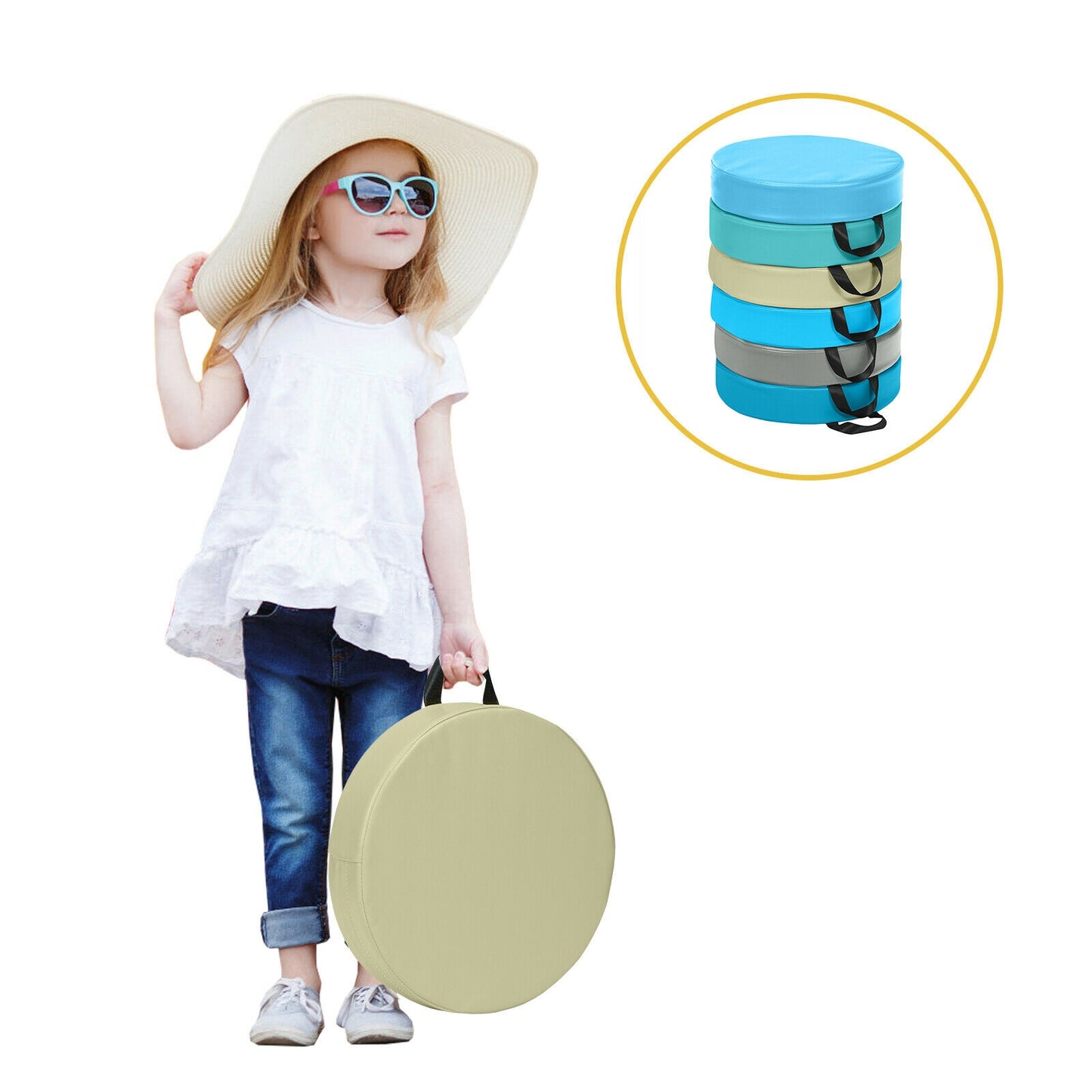 6 Pieces 15 Inch Round Toddler Floor Cushions, Blue Kids Chairs & Seating at Gallery Canada