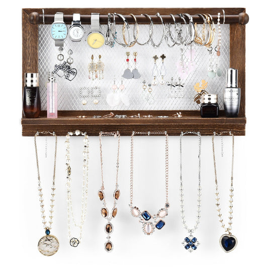 Wall Mounted Jewelry Rack with Removable Bracelet Rod, Brown at Gallery Canada