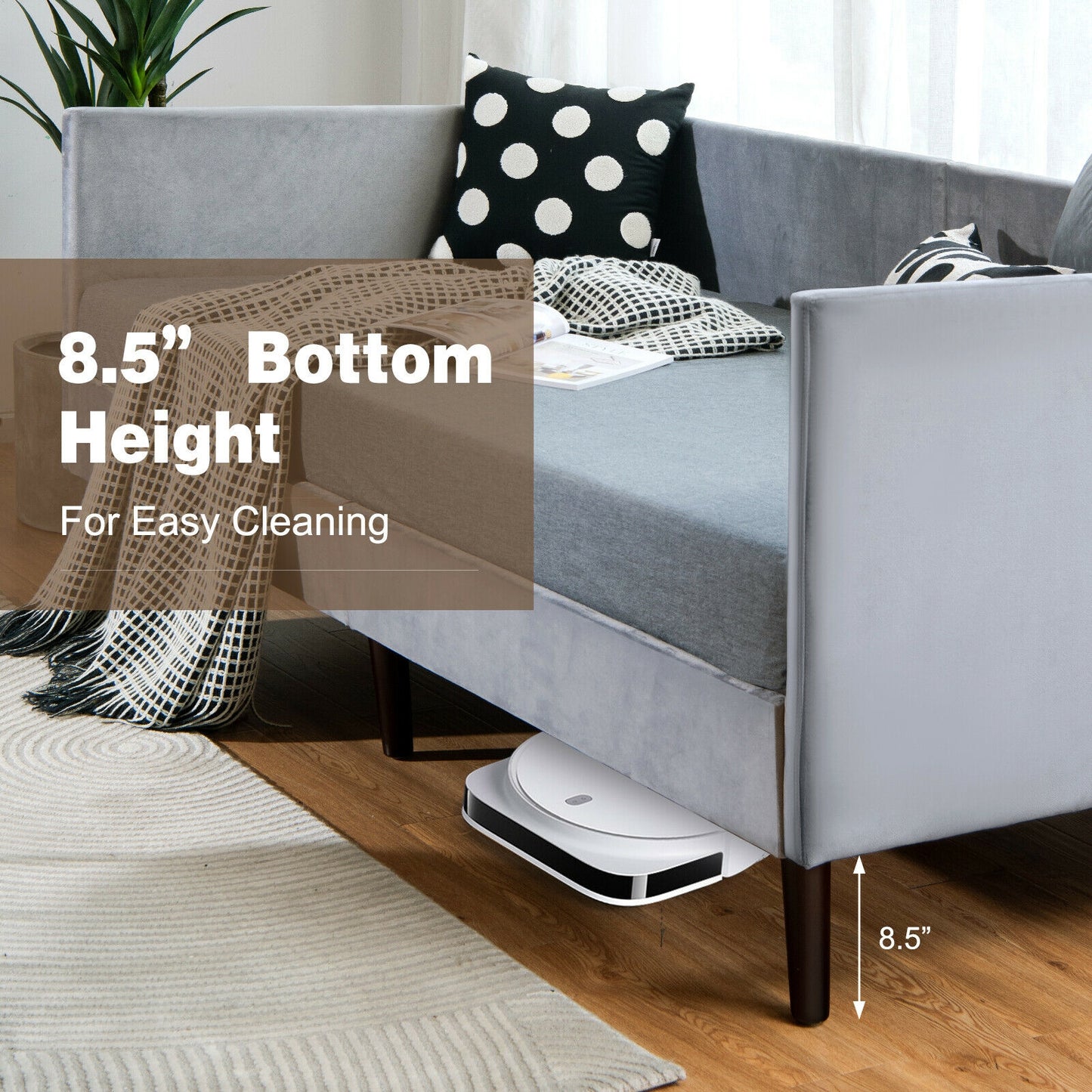 Twin Daybed, Heavy Duty Wooden Sofa Bed Frame, Gray Trundle Bed Frame at Gallery Canada
