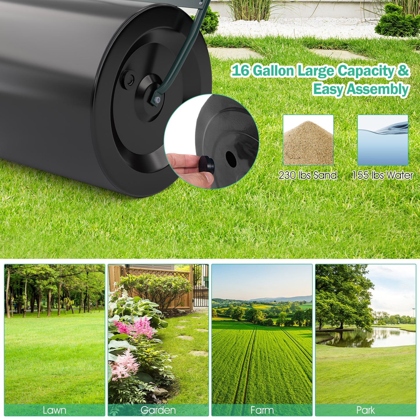 Lawn Roller With U-Shaped Handle, Black Lawn Care Tools at Gallery Canada