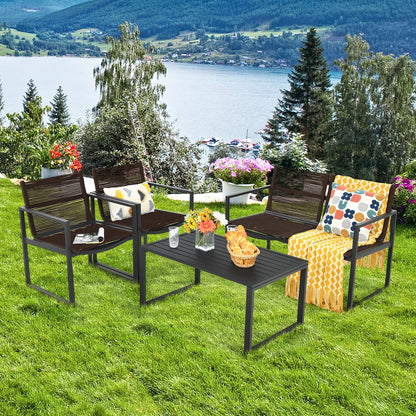 4 Pieces Patio Furniture Conversation Set with Sofa Loveseat, Black at Gallery Canada