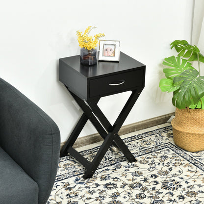 Modern X-Shape Accent Side End Table, Black at Gallery Canada