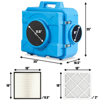 Industrial Commercial Air Scrubber with Efficient Odor Eliminator, Blue