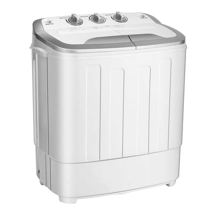8 lbs Portable Mini Twin Tub Spinner Semi-Automatic Washing Machine, Gray
