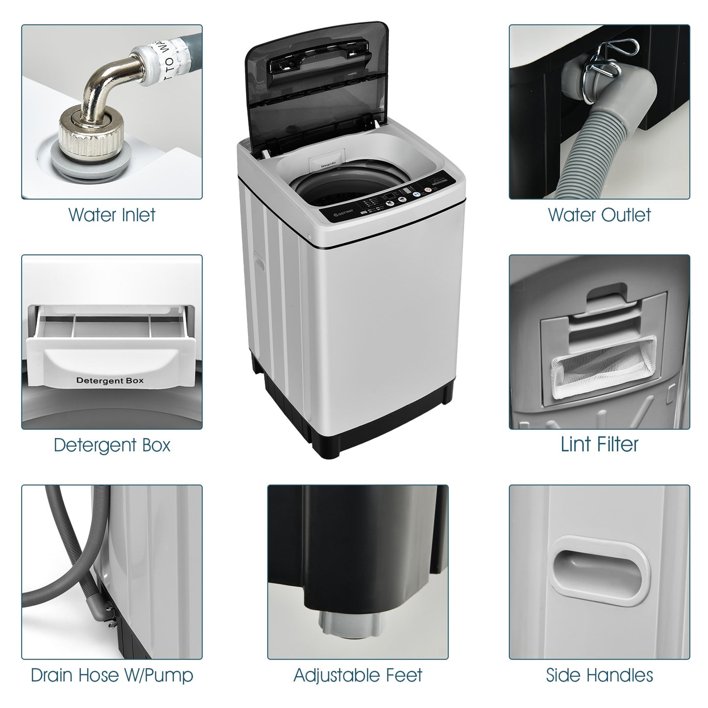 Full Automatic Washing Machine, 1.5 Cu.Ft, 11 LBS, Gray Washing Machines at Gallery Canada