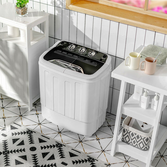 8 Lbs Compact Mini Twin Tub Washing Machine, Black Washing Machines Black at Gallery Canada