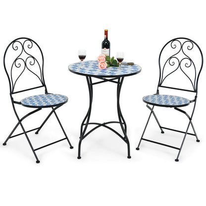 3 Pieces Patio Bistro Furniture Set with Mosaic Design, Black at Gallery Canada
