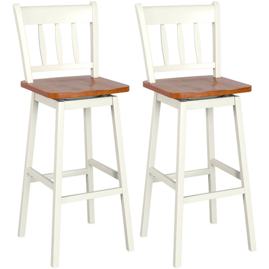 30.5 Inches Set of 2 Swivel Bar Stools with 360° Swiveling, White at Gallery Canada