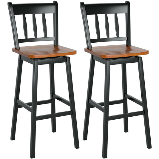 30.5 Inches Set of 2 Swivel Bar Stools with 360° Swiveling, Black at Gallery Canada