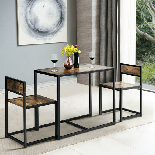 3 Pcs Dining Set, Compact Table and 2 Chairs, Metal Frame, Small Space Dining Room Sets Coffee at Gallery Canada