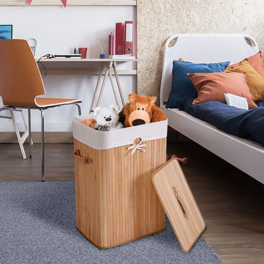 Rectangle Bamboo Laundry Basket, Natural, 3 Color Laundry Baskets Natural at Gallery Canada