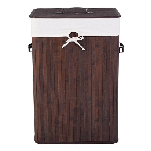 Bamboo Laundry Hamper, Rectangle, Brown