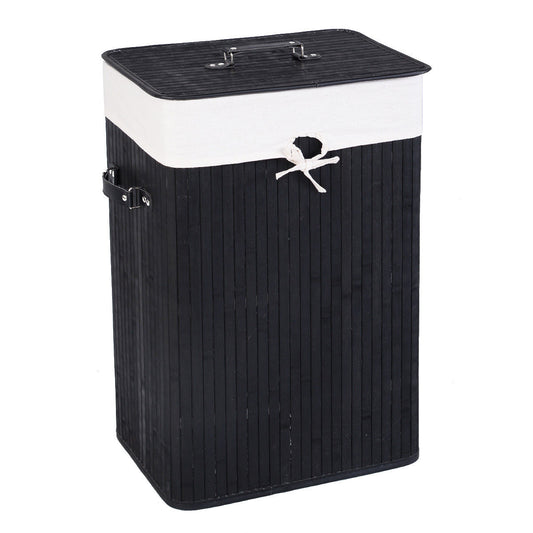 Rectangle Bamboo Laundry Basket, 3 Color, Black Laundry Baskets Black at Gallery Canada