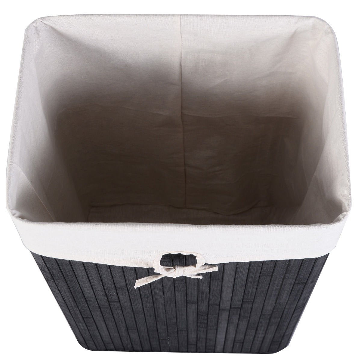 Rectangle Bamboo Hamper Laundry Basket Washing Cloth Bin Storage Bag Lid 3 color, Black at Gallery Canada