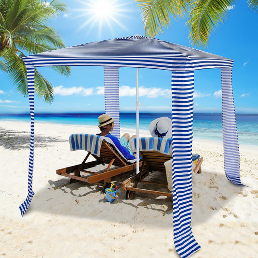 6.6 x 6.6 Feet Foldable Beach Canopy With Carry Bag, Navy Canopies Navy at Gallery Canada