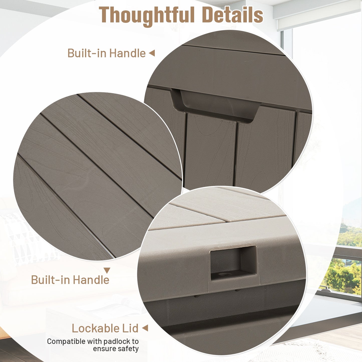 30 Gallon Deck Box, Storage Seating Container, Light Brown Sheds & Outdoor Storage at Gallery Canada