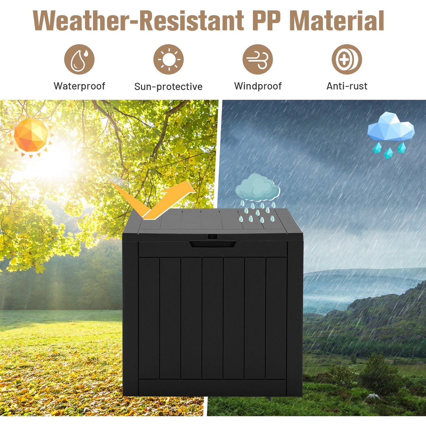 30 Gallon Deck Box Storage Seating Container, Black Sheds & Outdoor Storage at Gallery Canada