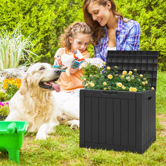 30 Gallon Deck Box, Storage Seating Container, Black